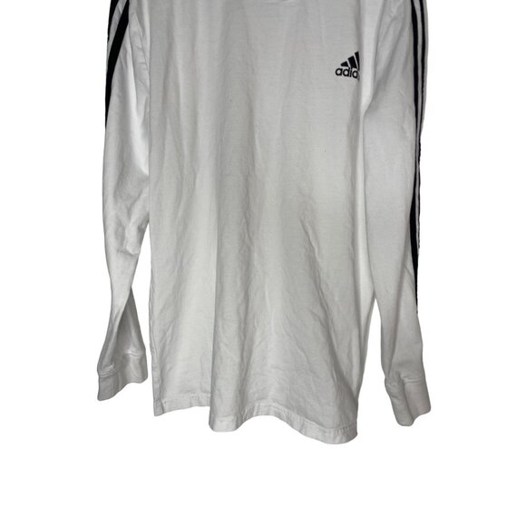 Adidas Boys White Long Sleeve 3-Stripes Tee Size 10/12 - Picture 3 of 10